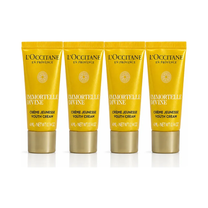 L'Occitane Immortelle Divine Youth Cream 4ml each — authentic skincare mini from TWINS JAPAN TRADING